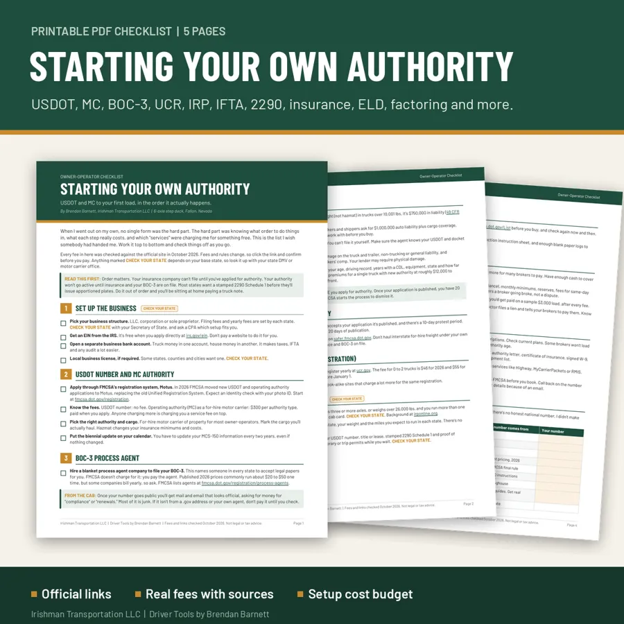 Starting Your Own Authority Checklist preview